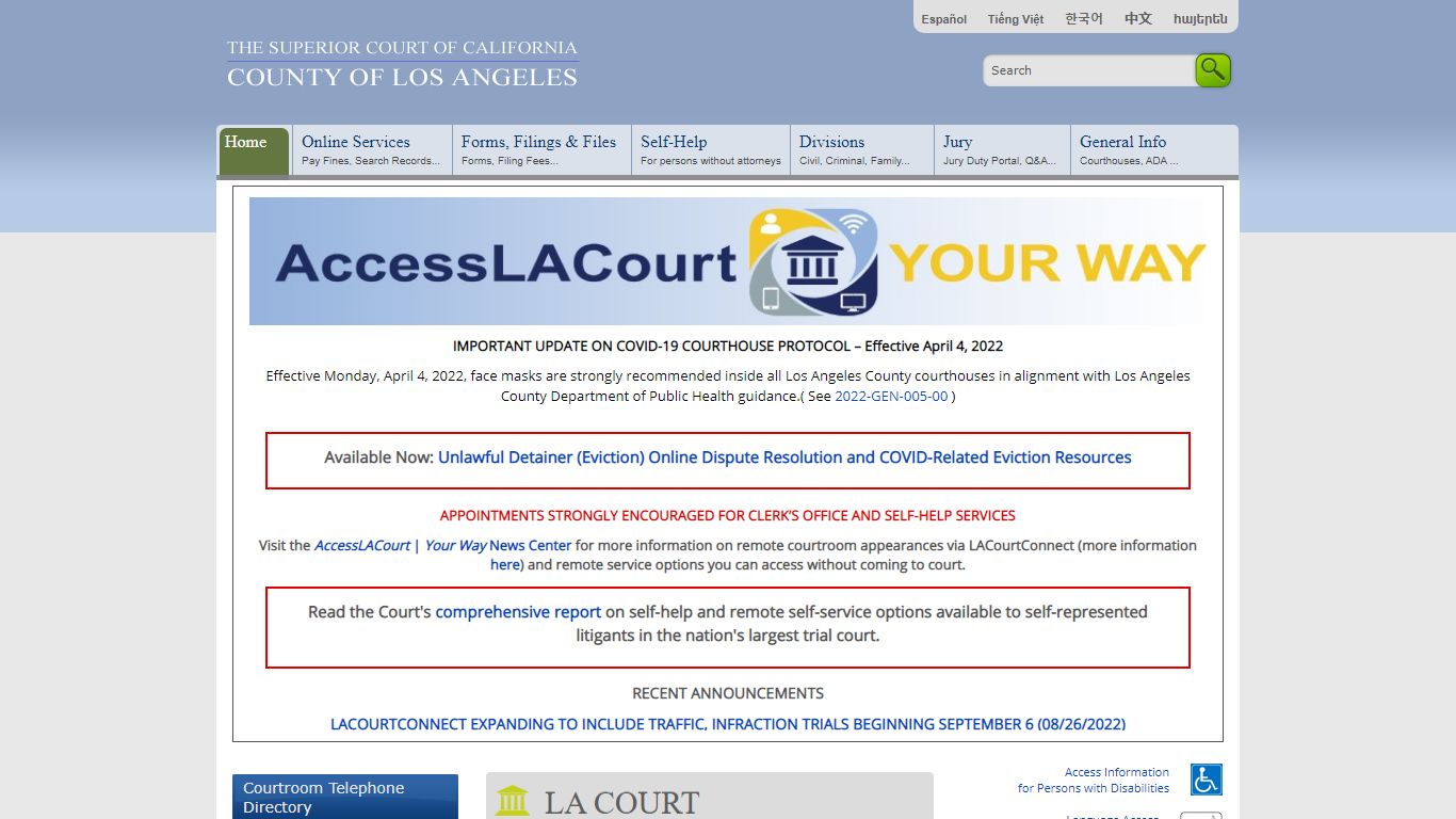 Case Number Prefix Matrix - Los Angeles County Superior Court